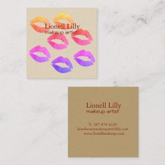 トレンディーポップ・アートのメイクアップアーティストスクウェア スクエア名刺 (正面/裏面)