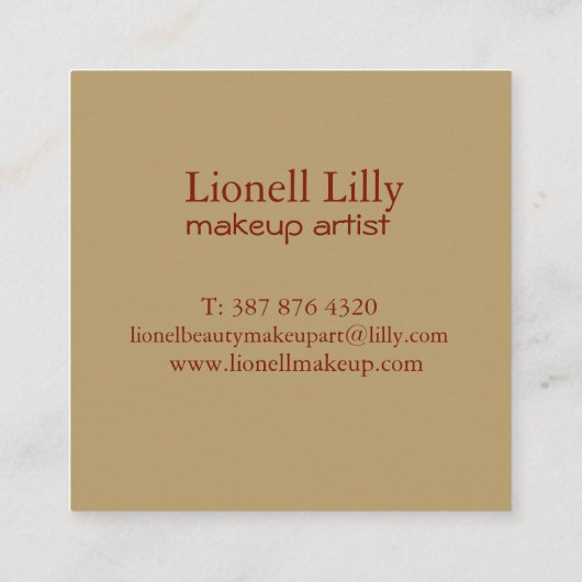トレンディーポップ・アートのメイクアップアーティストスクウェア スクエア名刺 (裏面)