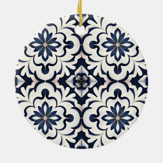 トレンディーポモダンルトガルタルアズレジョスブルー セラミックオーナメント (裏面)