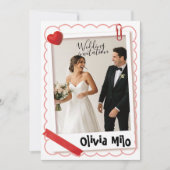 トレンディーポラロイドスクラップブックスタイルの結婚式 招待状 (正面)