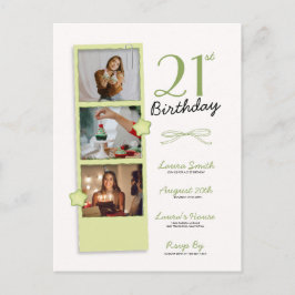 トレンディーポラロイド光誕生日 インビテーションポストカード