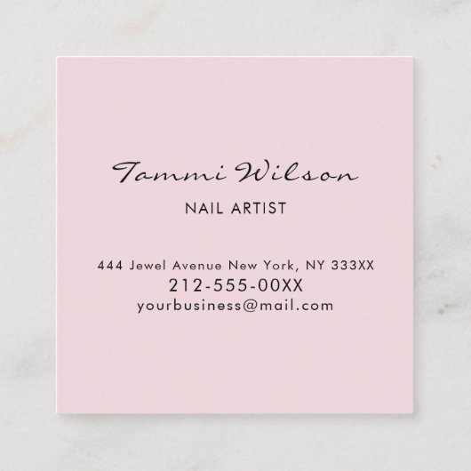 トレンディーポーランドネイルアーティストサロンサービス スクエア名刺 (裏面)
