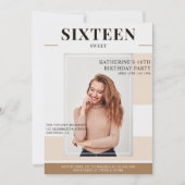 トレンディーマガジンカバー写真スウィート16誕生日 招待状 (正面)