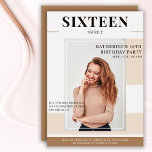 トレンディーマガジンカバー写真スウィート16誕生日 招待状<br><div class="desc">お祝客様の甘い16のスタイルと当社のトレンディーマガジンカバー写真の写真の甘い16誕生日招待状!このシックでモダン魅力的な招待は、ベージュとブラウンのカラーパレットとミニマルなデザインで洗練の本質を捉える。カバーにカスタムある写真を取り入れれば、個性を見せユニークて発言できる。あなたは魅力的なソイレを計画するか、親密な集まりを計画するかにかかわらず、この招待は、あなたのマイルストーンお祝いのための完璧なトーンを設定する。ヘッドラインを作り、生涯を通じて思い出を作り出す準備をしよう！</div>