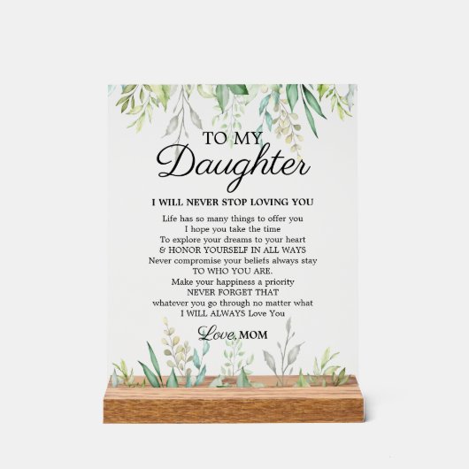 トレンディーマザートゥドーター勇気付けられることわざ アクリルサイン (正面)