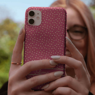 トレンディーマゼンタおよび金ゴールド紙吹雪ドットパーソナライズされた Case-Mate iPhone 14 PROケース