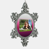 トレンディーマゼンタマルーンmarsala burgundy グラデーション スノーフレークピューターオーナメント (左)