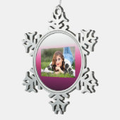 トレンディーマゼンタマルーンmarsala burgundy グラデーション スノーフレークピューターオーナメント (右)