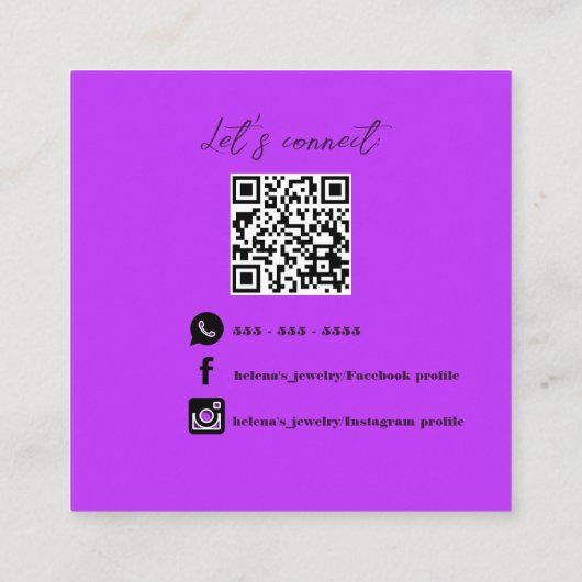 トレンディーマゼンタマーリーエフェクトと金ゴールド斑点 スクエア名刺 (裏面)