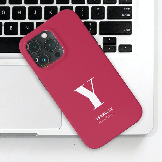 トレンディーマゼンタモノグラム名 iPhoneケース