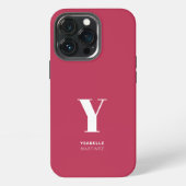 トレンディーマゼンタモノグラム名 iPhoneケース (裏面)