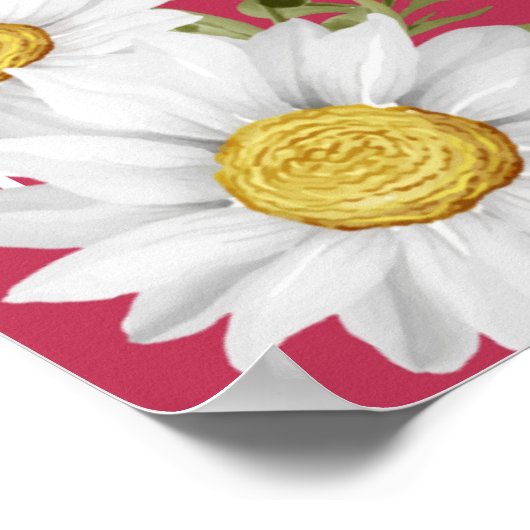 トレンディーマゼンタ&ホワイトデイジー結婚ズポスター ポスター (角)