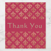 トレンディーマゼンタ&金ゴールド(紋章の)フラ・ダ・リカスタム ワインラベル (シングルラベル)