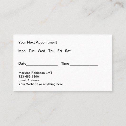 トレンディーマッサージサービスアポイントメント名刺 名刺 (裏面)