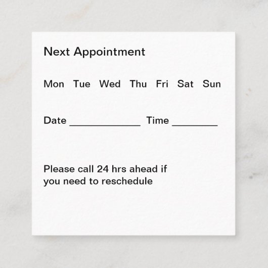 トレンディーマッサージセラピストアポイントメント スクエア名刺 (裏面)