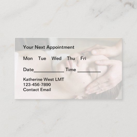 トレンディーマッサージセラピーアポイントメント名刺 名刺 (裏面)