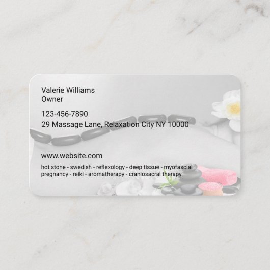 トレンディーマッサージラウンドコーナービジネスカード 名刺 (裏面)