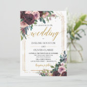 トレンディーマブバラほこりっぽいピンクの花金ゴールドグリッター 招待状 (スタンド正面)