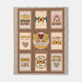 トレンディーママ！カスタムLeopardプリントママ引用文 フリースブランケット