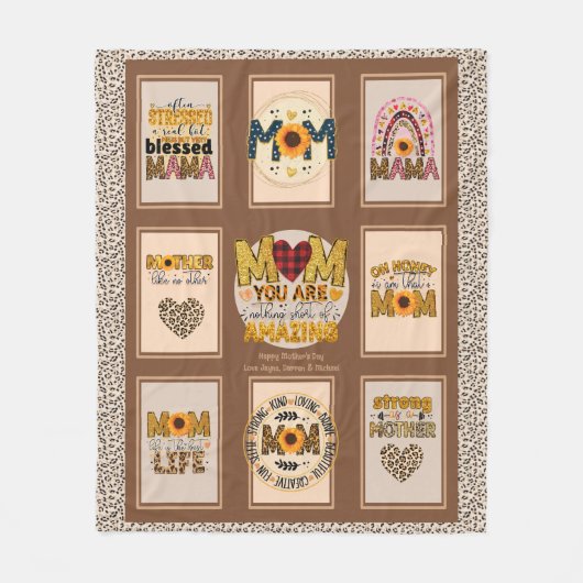 トレンディーママ！カスタムLeopardプリントママ引用文 フリースブランケット (正面)