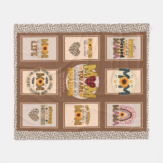 トレンディーママ！カスタムLeopardプリントママ引用文 フリースブランケット (正面(横))