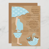 トレンディーマモダンムボーイベビーシャワー 招待状 (正面/裏面)