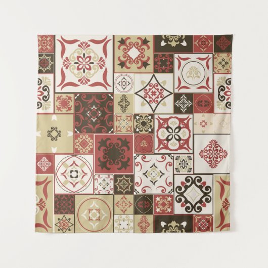 トレンディーマルサラモロッコタイルパターン タペストリー (正面)