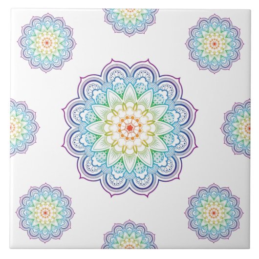 トレンディーマンダラダトゥラフラワーモザイクセラミックタイル タイル (正面)