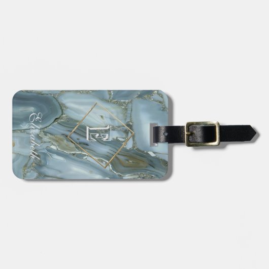 トレンディーマーブルテクスチャ、モノグラムパーソナライズされた- ラゲッジタグ (正面横)