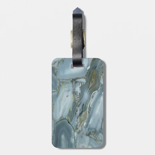 トレンディーマーブルテクスチャ、モノグラムパーソナライズされた- ラゲッジタグ (裏面縦)