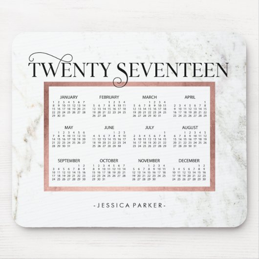 トレンディーマーブルルック | フェイクバラ金ゴールド2017カレンダー マウスパッド (正面)