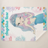 トレンディーマーメイドと珊瑚礁ブランケットを女の子のために シェルパブランケット (正面(横))