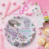 トレンディーマーメイドシータートル&ナーファル誕生日 ペーパープレート (パーティー)