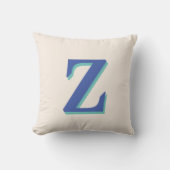 トレンディーミディアムブルー3Dイニシャルレター |リネンの色 クッション (正面)