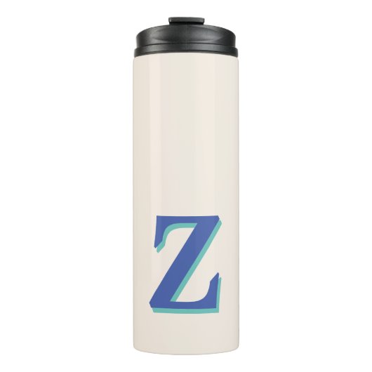 トレンディーミディアムブルー3Dイニシャルレター |リネンの色 タンブラー (正面)