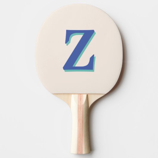 トレンディーミディアムブルー3Dイニシャルレター |リネンの色 卓球ラケット (正面)