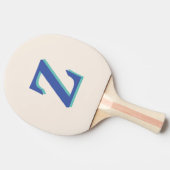 トレンディーミディアムブルー3Dイニシャルレター |リネンの色 卓球ラケット (横)