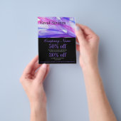 トレンディーミニマエレガントル紫モダン抽象芸術 チラシ (手)