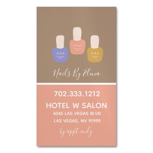 トレンディーミニマリストカラーブロックネイルサロン マグネット名刺 (正面縦)