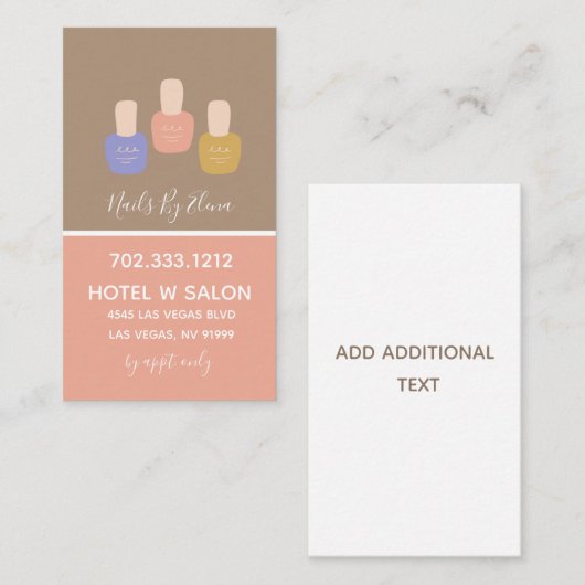 トレンディーミニマリストカラーブロックネイルサロン 名刺 (正面/裏面)