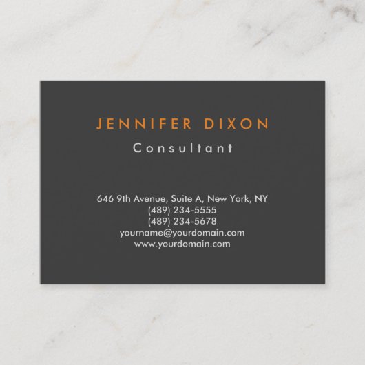 トレンディーミニマリストクリーングレーオレンジプロフェッショナル 名刺 (正面)