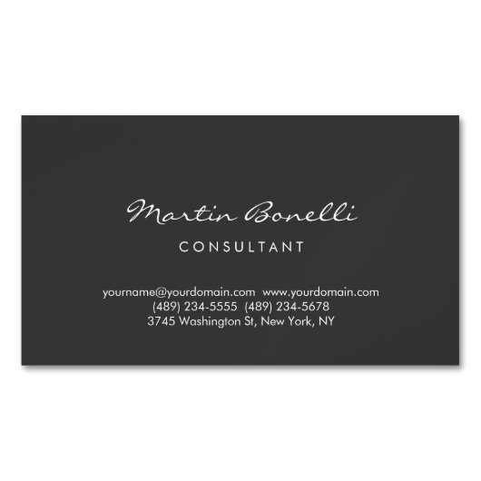 トレンディーミニマリストグレーカラービジネスカード マグネット名刺 (正面)