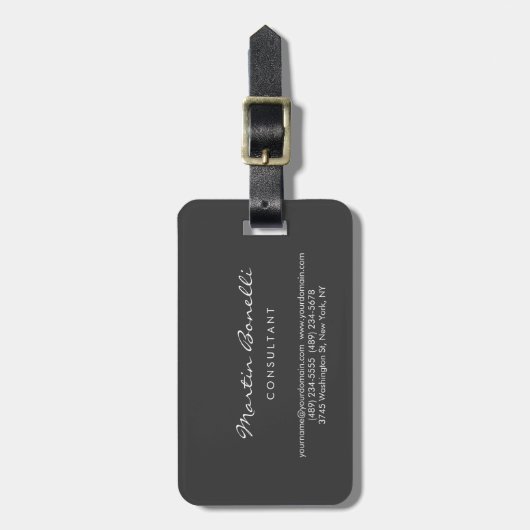 トレンディーミニマリストグレーカラービジネスカード ラゲッジタグ (正面縦)