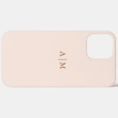 トレンディーミニマリストパステルピンクアンドカッパーモノグラム Case-Mate iPhoneケース (裏面 (横))
