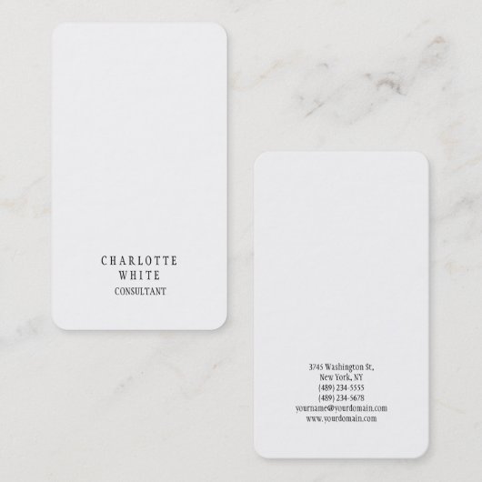 トレンディーミニマリストホワイトクリエイティブシンプルプレーン 名刺 (正面/裏面)