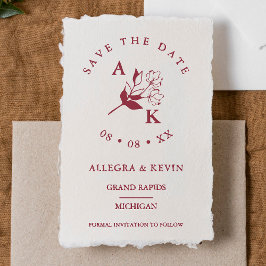 トレンディーミニマリストワイルドフラワーブランチイニシャル ラバースタンプ