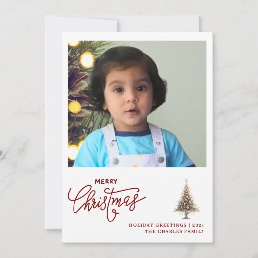 トレンディーミニマリスト1枚の写真クリスマスカード シーズンカード (正面)
