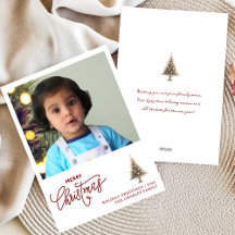 トレンディーミニマリスト1枚の写真クリスマスカード