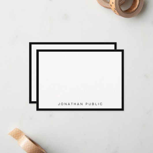 トレンディーミニマリスモダントエレガント白黒 ノートカード (正面/裏面インサイチュ)