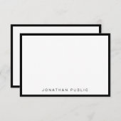 トレンディーミニマリスモダントエレガント白黒 ノートカード (正面/裏面)